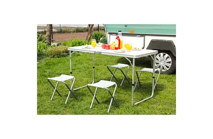 Zestaw kempingowy składany - stół + 4 krzesła