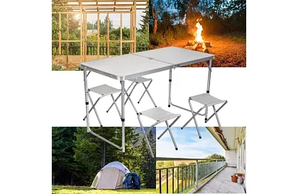 Zestaw kempingowy składany - stół + 4 krzesła