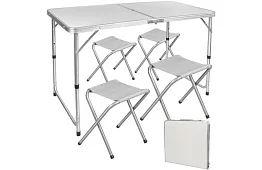Zestaw kempingowy składany - stół + 4 krzesła