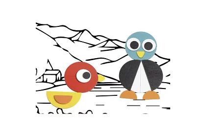 Drewniane geometryczne puzzle - zwierzątka