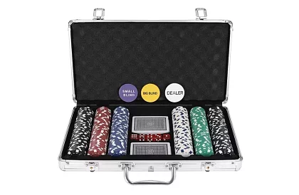 Kompletna zestaw pokerowy - 300 żetonów w walizce