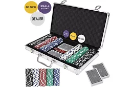 Kompletna zestaw pokerowy - 300 żetonów w walizce