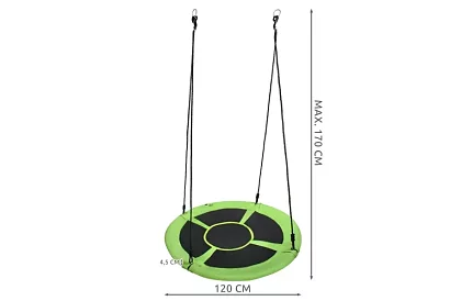 Zawieszony huśtawka okrągła – gniazdo 120 cm - zielona