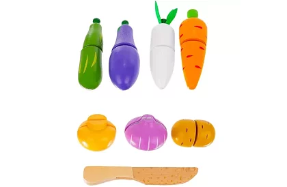 Drewniane owoce i warzywa do krojenia - w skrzynce