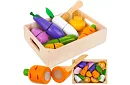 Drewniane owoce i warzywa do krojenia - w skrzynce