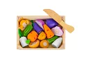 Drewniane owoce i warzywa do krojenia - w skrzynce