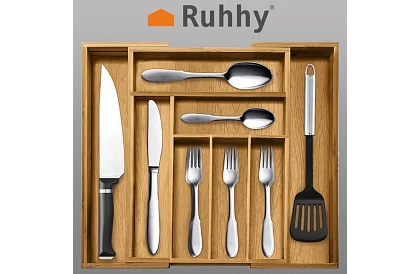 Organizator bambusowy do szuflad – sztućce