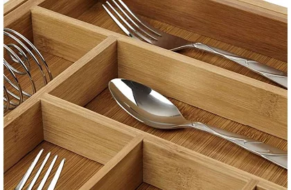 Organizator bambusowy do szuflad – sztućce