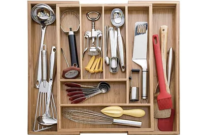 Organizator bambusowy do szuflad – sztućce