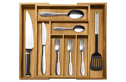 Organizator bambusowy do szuflad – sztućce