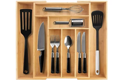 Organizator bambusowy do szuflad – sztućce