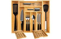 Organizator bambusowy do szuflad – sztućce