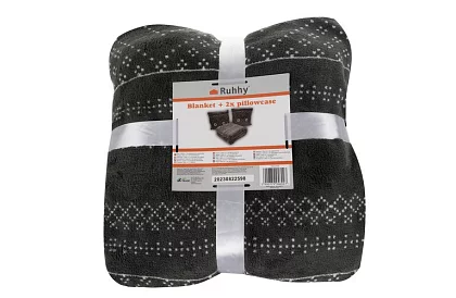 Miękka ciepła kołdra z poszewkami na poduszki - szara