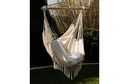 Zawieszona huśtawka + 2 poduszki - beżowe