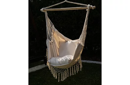 Zawieszona huśtawka + 2 poduszki - beżowe