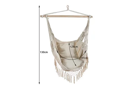 Zawieszona huśtawka + 2 poduszki - beżowe