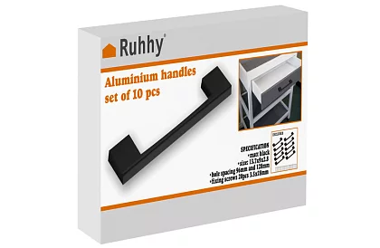 Zestaw uchwytów meblowych 10 sztuk – czarne uchwyty