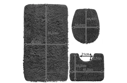 Dywaniki łazienkowe – zestaw 3 sztuk - szary