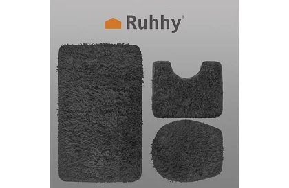 Dywaniki łazienkowe – zestaw 3 sztuk - szary