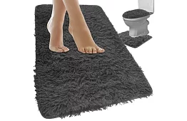 Dywaniki łazienkowe – zestaw 3 sztuk - szary