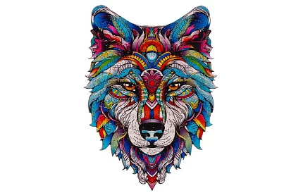 Drewniane puzzle wilk - 170 elementów - 38 x 27 cm