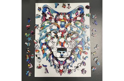 Drewniane puzzle wilk - 170 elementów - 38 x 27 cm